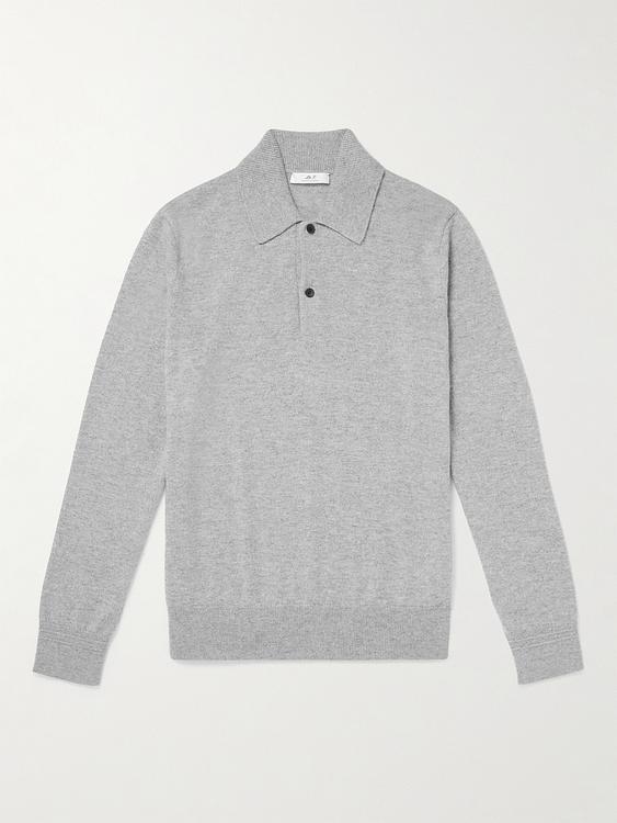 Grey long sleeve polo shirt from Mr P.