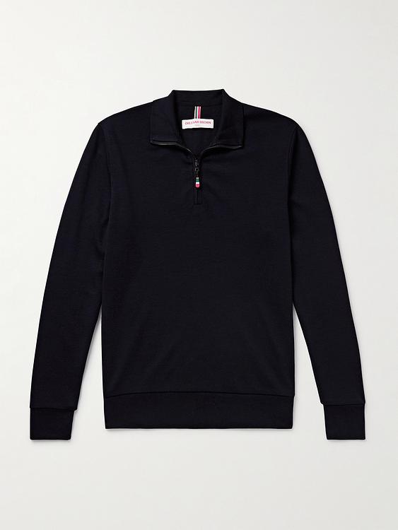 Black long sleeve polo shirt from Orlebar Brown