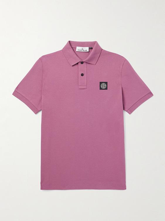Light purple short sleeve polo shirt from Stone Island