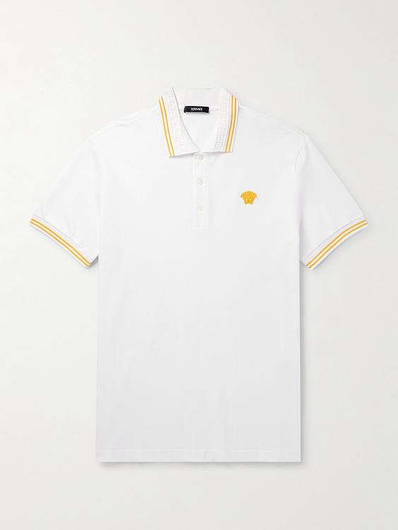 White short sleeve polo shirt from Versace