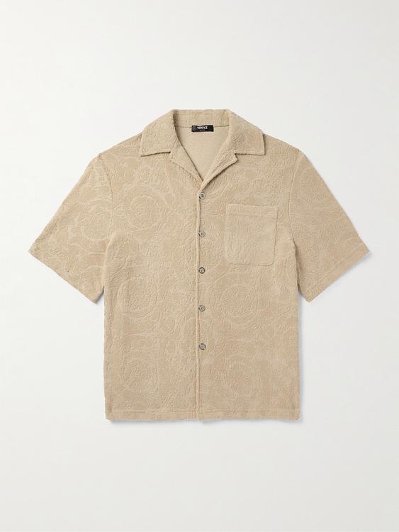 Taupe short sleeve shirt from Versace