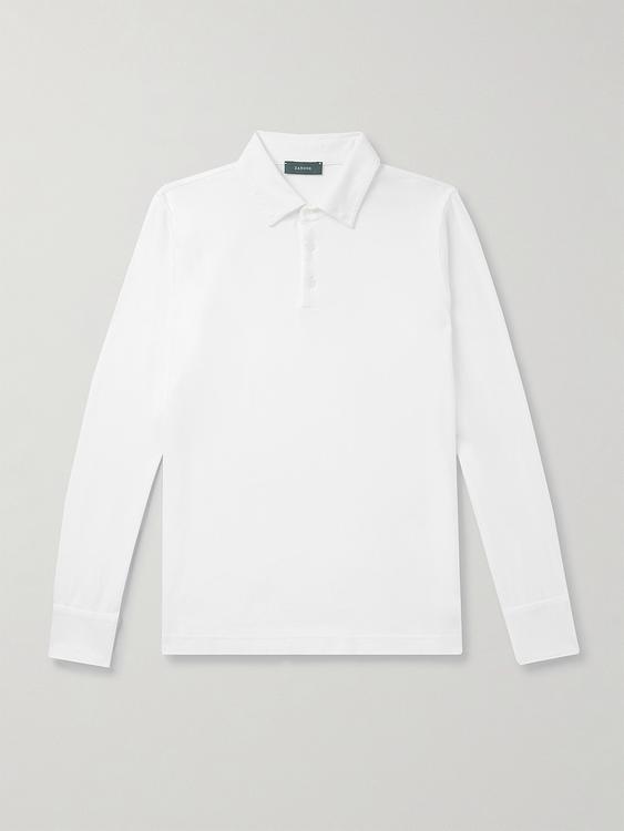 White long sleeve polo shirt from Incotex
