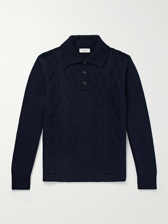 Black long sleeve polo shirt from Piacenza 1733