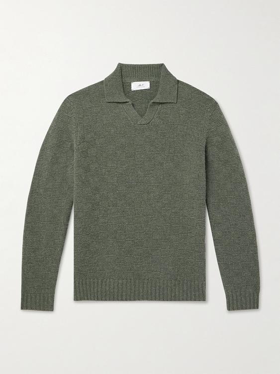 Green long sleeve polo shirt from Mr P.