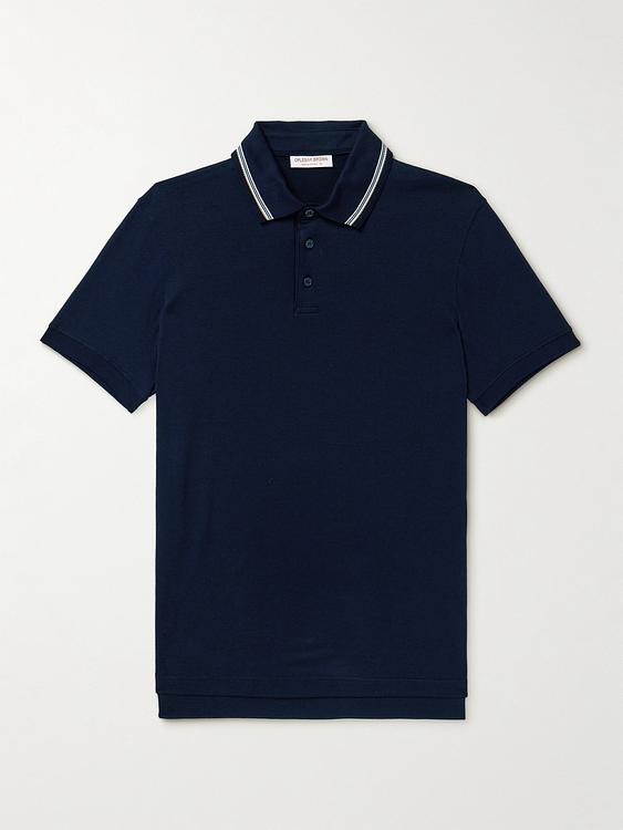 Dark blue short sleeve polo shirt from Orlebar Brown