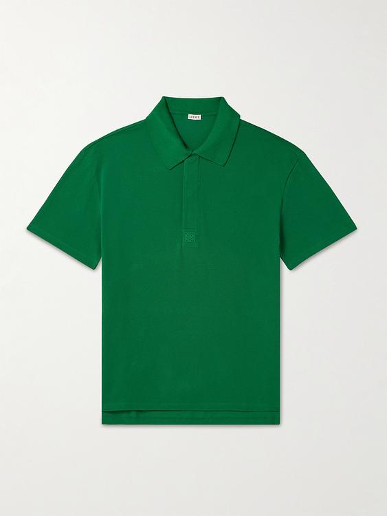 Teal short sleeve polo shirt from Loewe