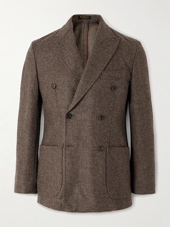 Dark brown double-breasted blazer from Rubinacci