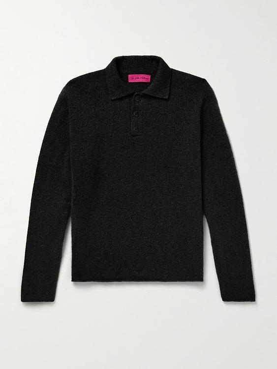 Black long sleeve polo shirt from The Elder Statesman