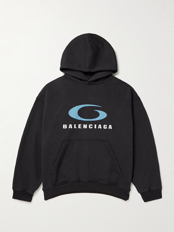 Print black hooded sweatshirt from Balenciaga