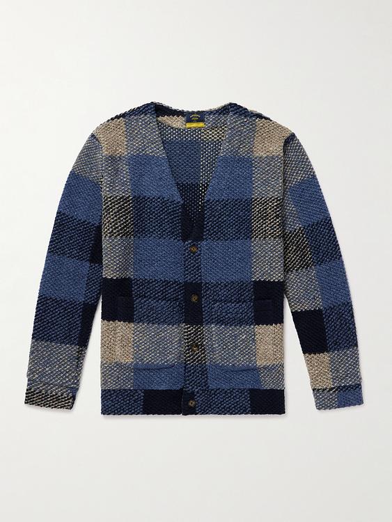 Checkered dark blue cardigan from Portuguese Flannel