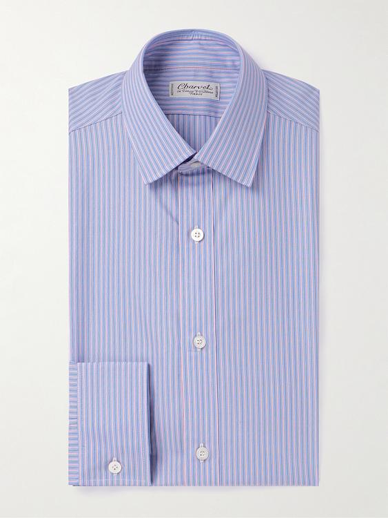 Striped light blue business shirt from Charvet
