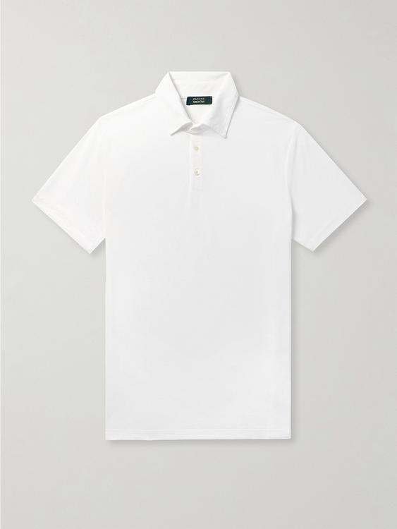 White short sleeve polo shirt from Incotex