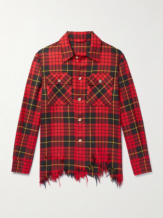 Checkered dark red flannel shirt from Alexander Mcqueen