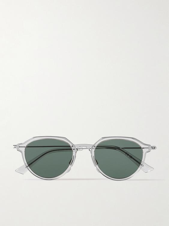 Grey round frame sunglasses from Bottega Veneta