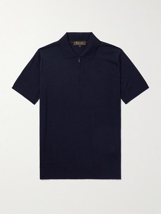 Black short sleeve polo shirt from Loro Piana