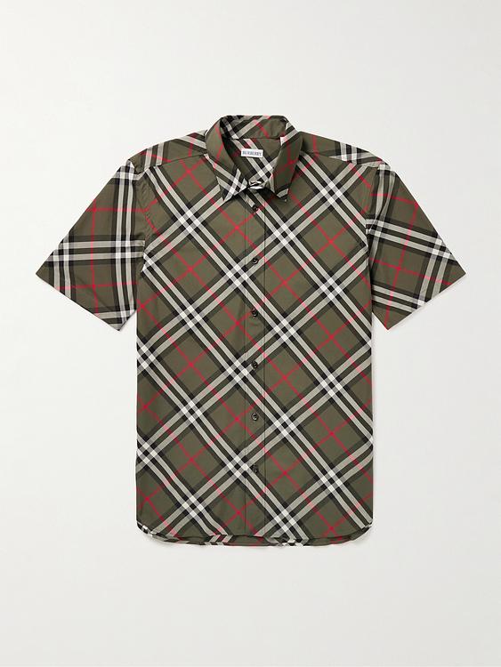 Striped dark green short sleeve shirt from Burberry