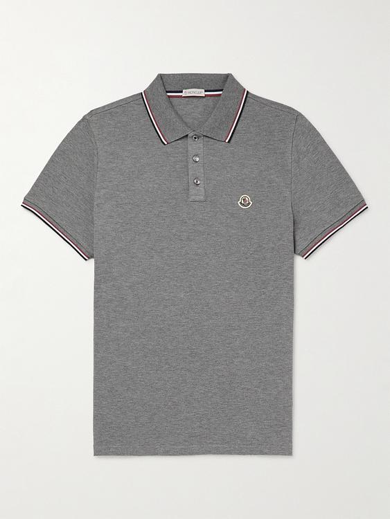 Grey short sleeve polo shirt from Moncler