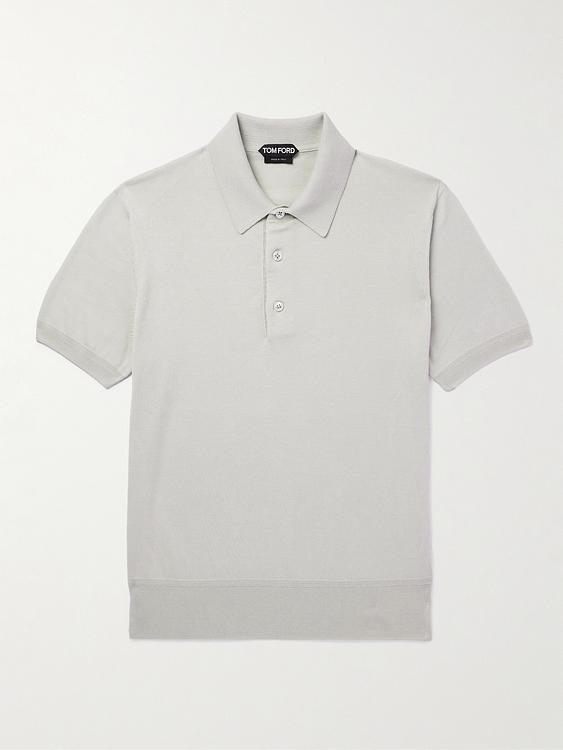 Grey short sleeve polo shirt from Tom Ford