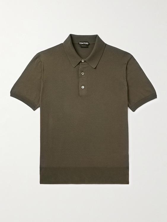Dark green short sleeve polo shirt from Tom Ford