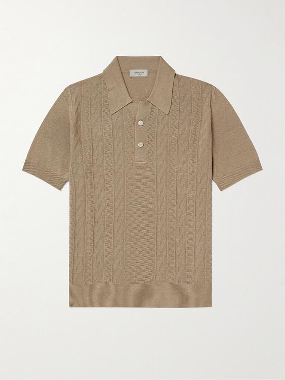 Taupe short sleeve polo shirt from Piacenza 1733