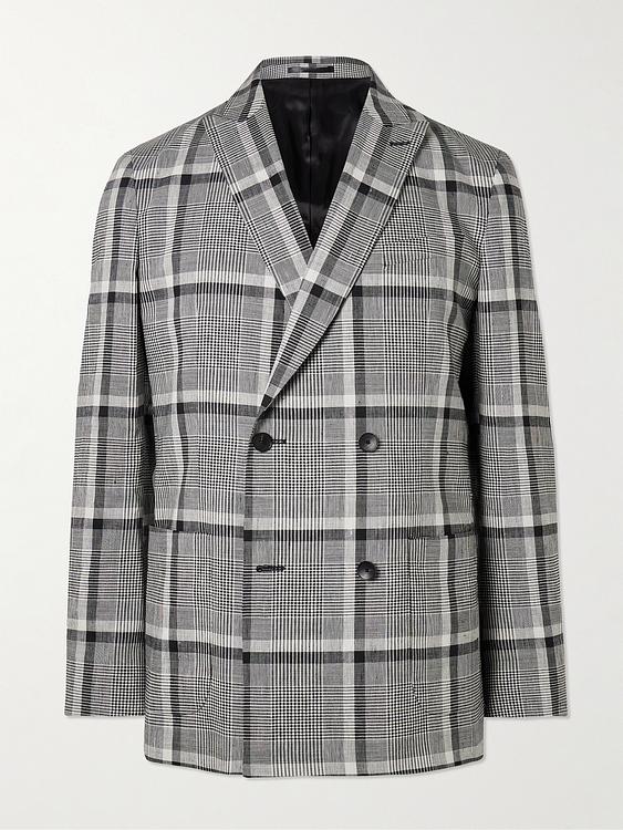 Checkered grey double-breasted blazer from Mr P.