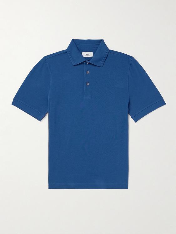 Dark blue short sleeve polo shirt from Mr P.