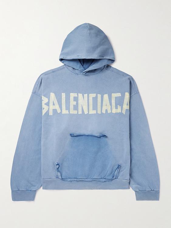 Print blue hooded sweatshirt from Balenciaga