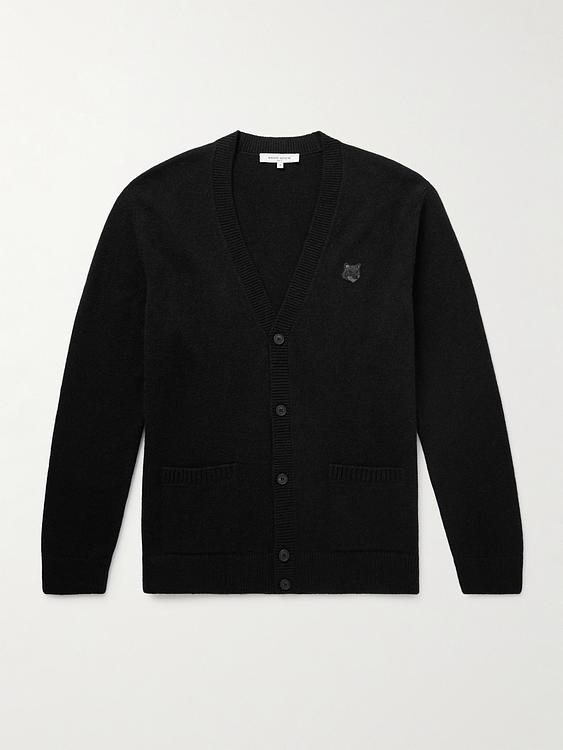 Black cardigan from Maison Kitsuné