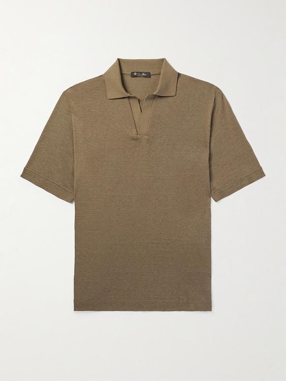 Taupe short sleeve polo shirt from Loro Piana