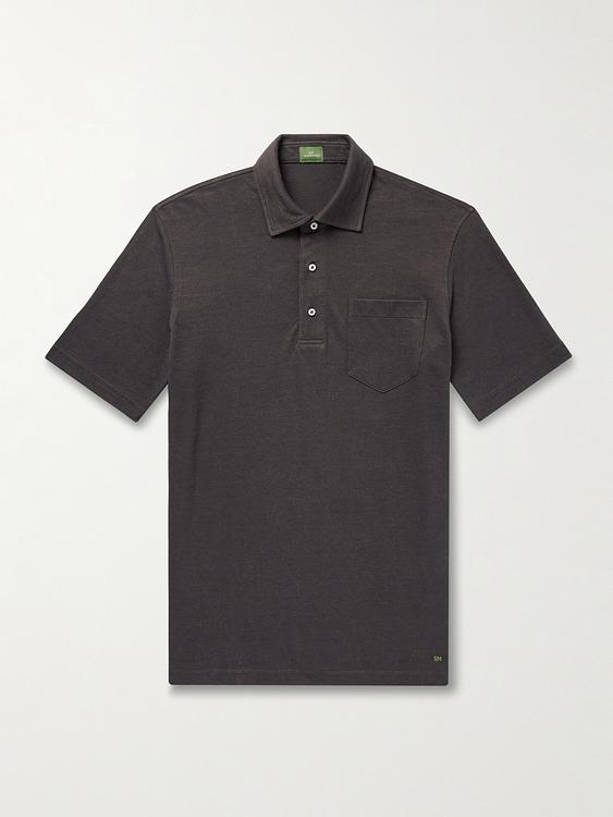 Dark grey short sleeve polo shirt from Sid Mashburn