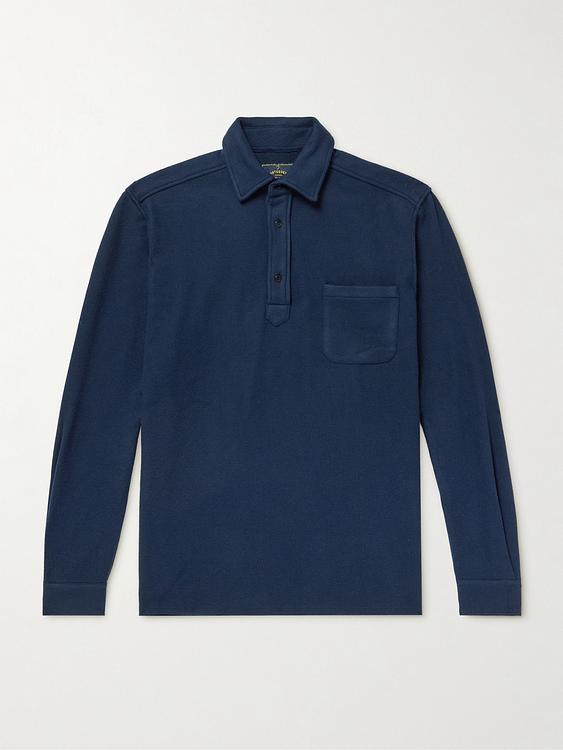 Dark blue long sleeve polo shirt from Portuguese Flannel