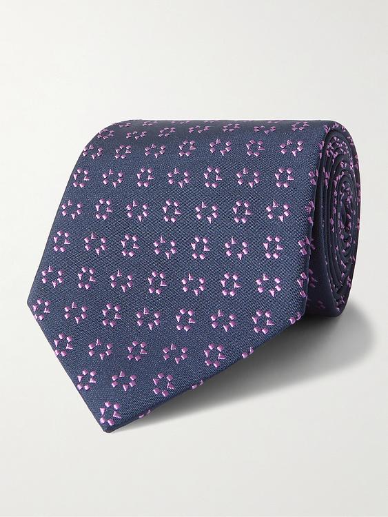 Dotted dark blue tie from Charvet