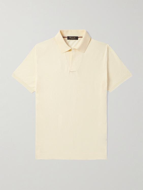 White short sleeve polo shirt from Loro Piana