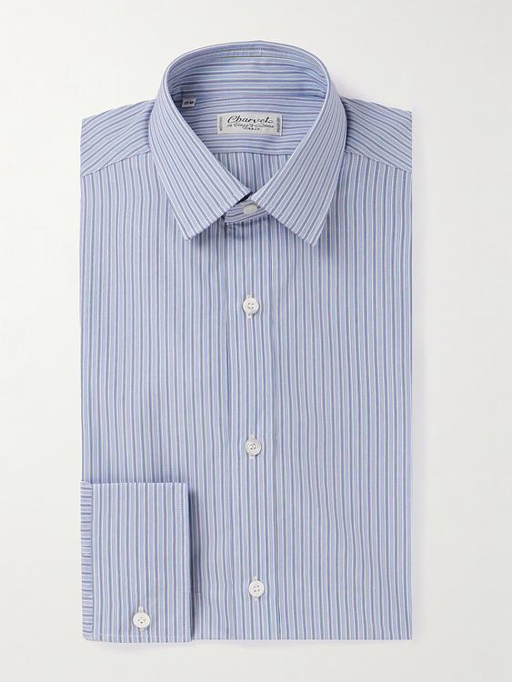 Striped light blue business shirt from Charvet