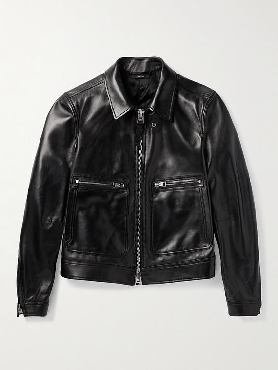 Black leather jacket from Tom Ford