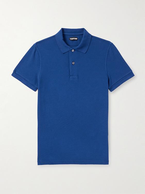 Dark blue short sleeve polo shirt from Tom Ford