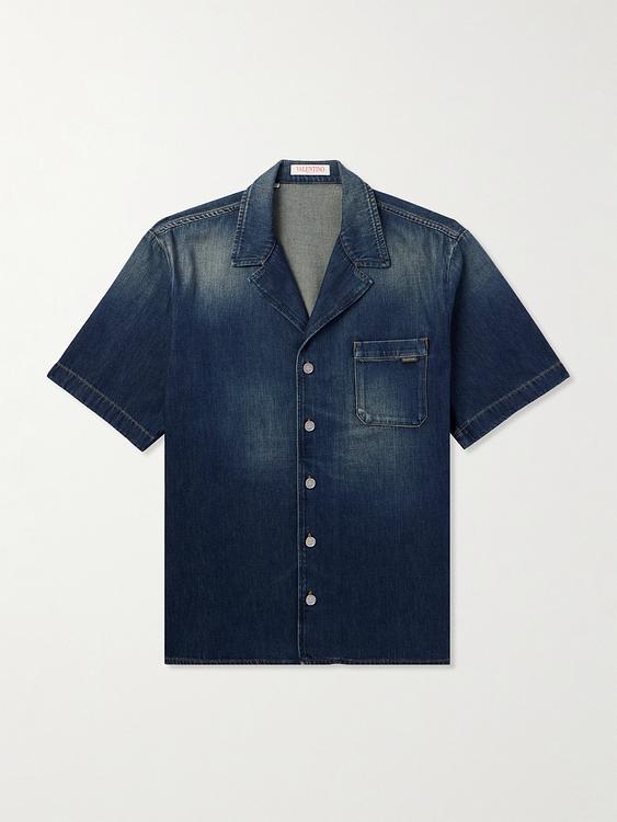 Dark blue short sleeve shirt from Valentino Garavani