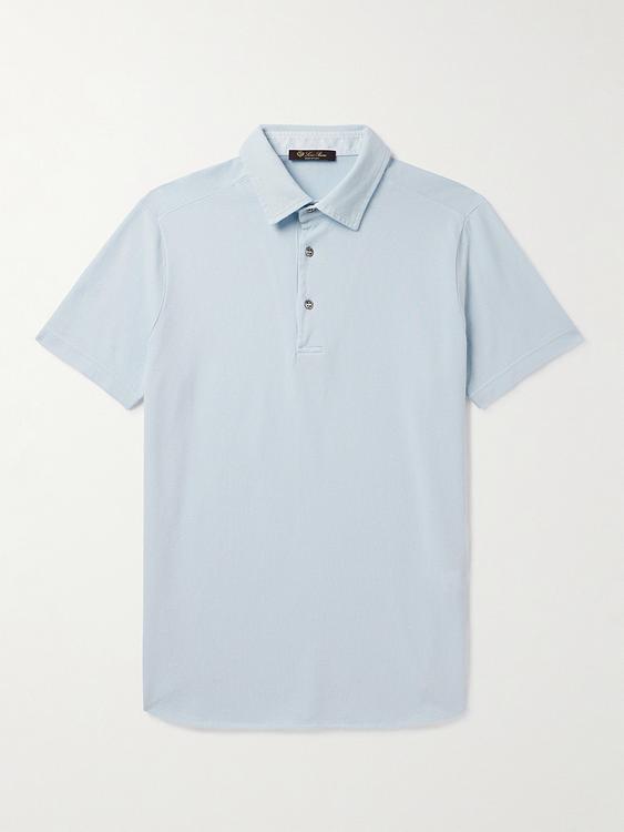 Light blue short sleeve polo shirt from Loro Piana
