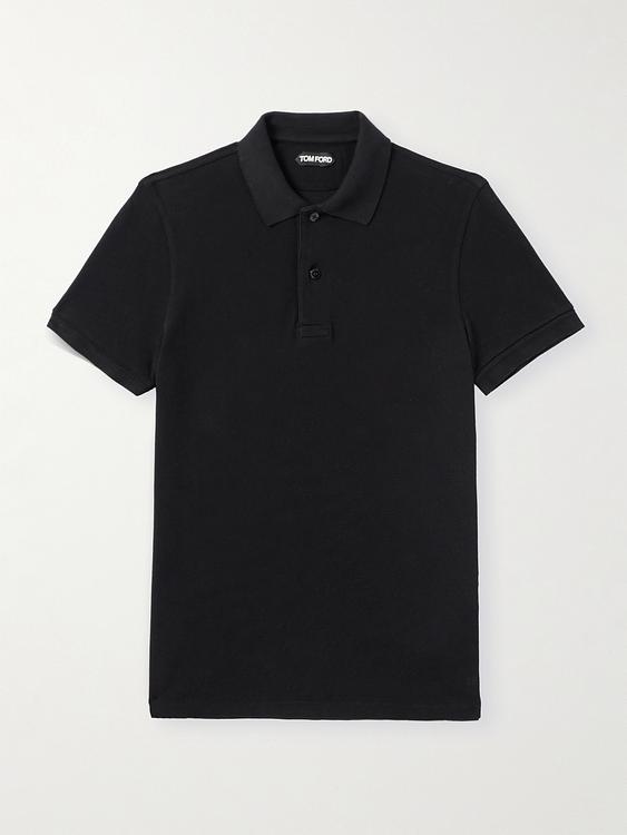 Black short sleeve polo shirt from Tom Ford
