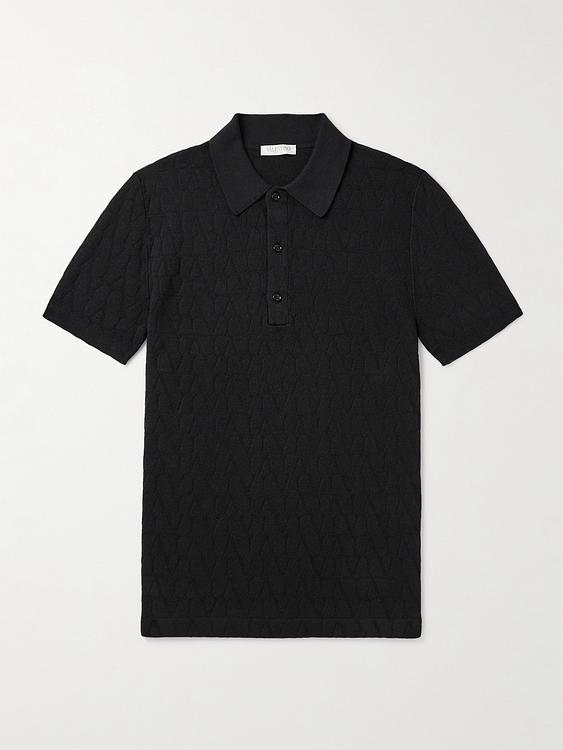 Black short sleeve polo shirt from Valentino Garavani