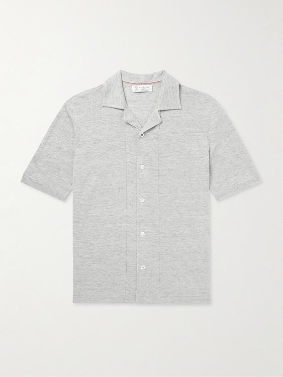Grey short sleeve polo shirt from Brunello Cucinelli
