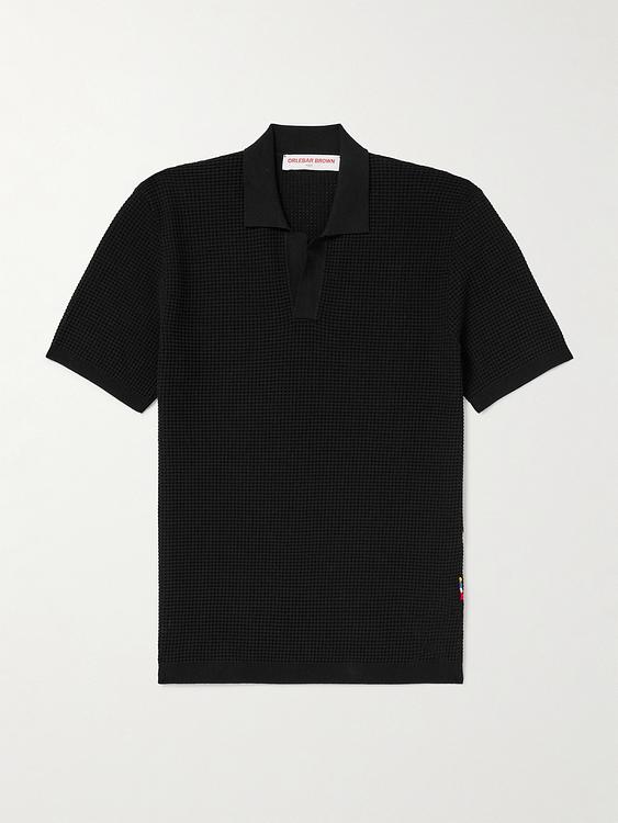 Black short sleeve polo shirt from Orlebar Brown
